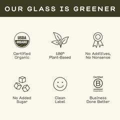 Greenhouse Juice Co. bottle poured into glass of water, shows dilution option for longer tonic
