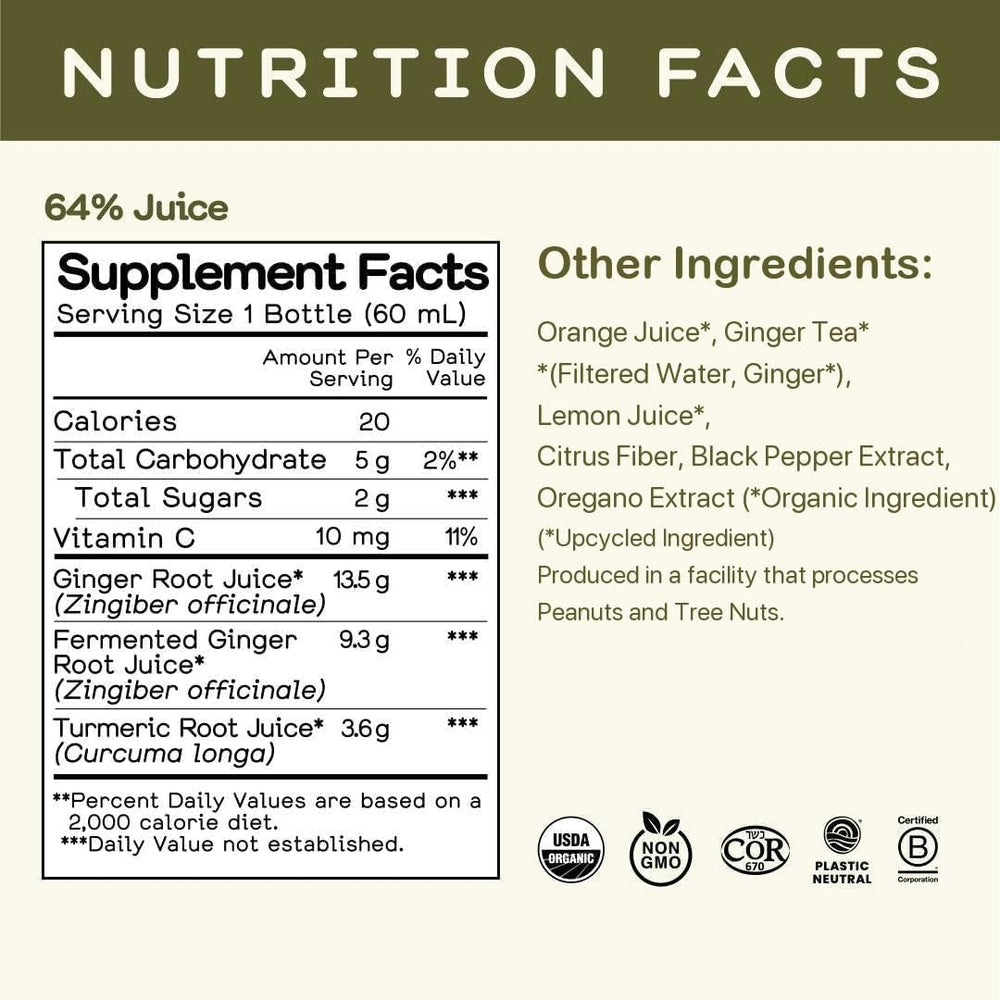 Greenhouse Juice Co. close-up of vibrant ginger turmeric texture, highlights cold-pressed freshness