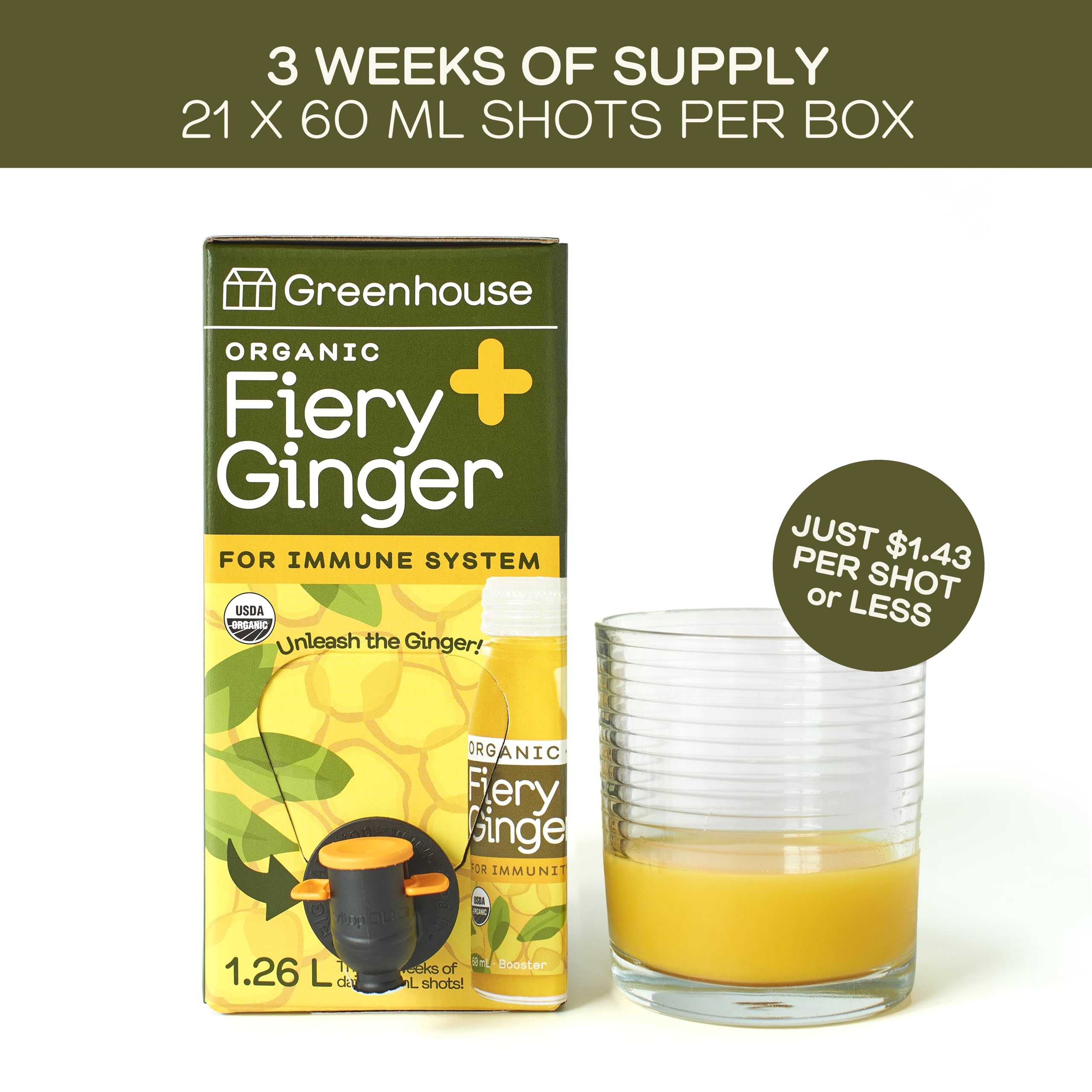 GREENHOUSE JUICE CO. close-up of fiery ginger liquid texture for potency