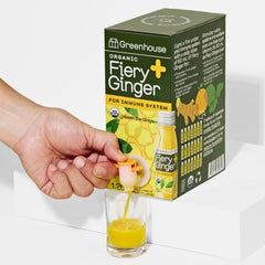 GREENHOUSE JUICE CO. front pouch showing dispenser and freshness benefit