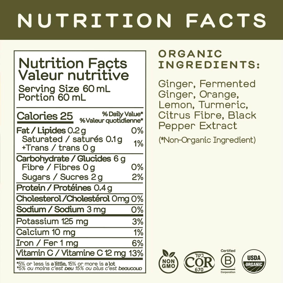 GREENHOUSE JUICE CO. label and ingredient list showing organic sourcing transparency