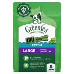 Greenies front packaging showing product benefits and count