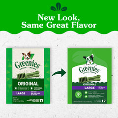Greenies open bag with visible chews for easy serving convenience