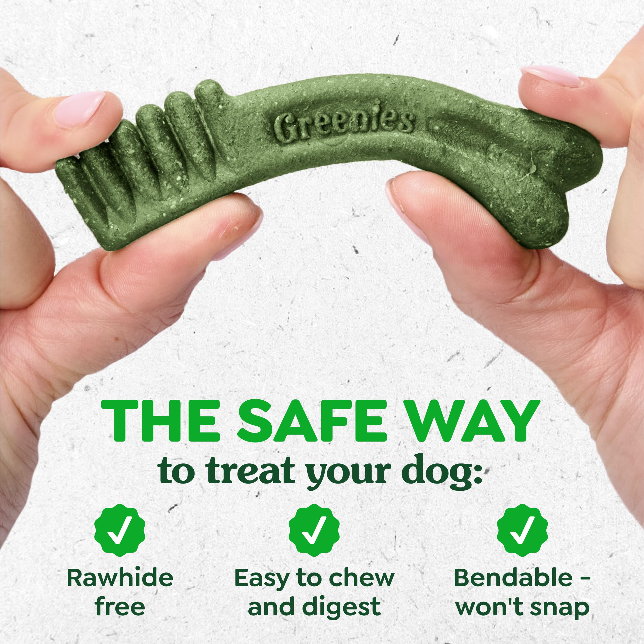 Greenies chews on a plate for portioning and feeding convenience benefit