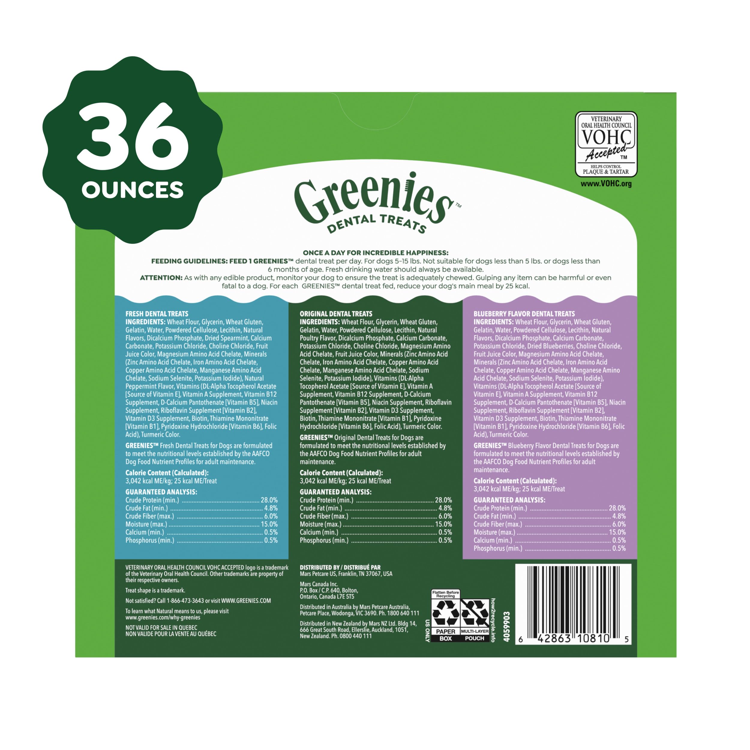 Open bag of Greenies teenie showing 130-count supply convenience