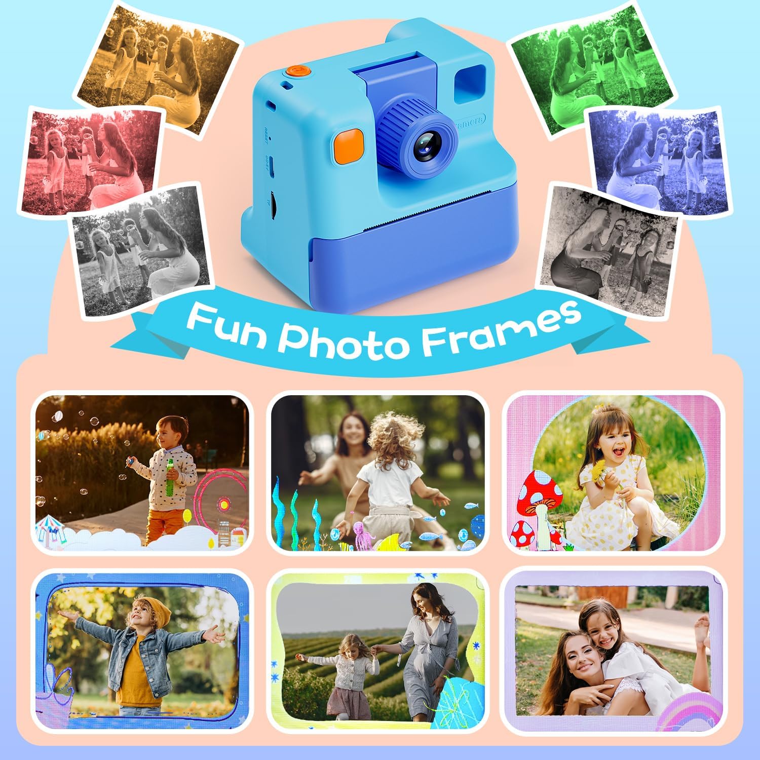 GREENKINDER camera held in hand to show compact size, portable for travel
