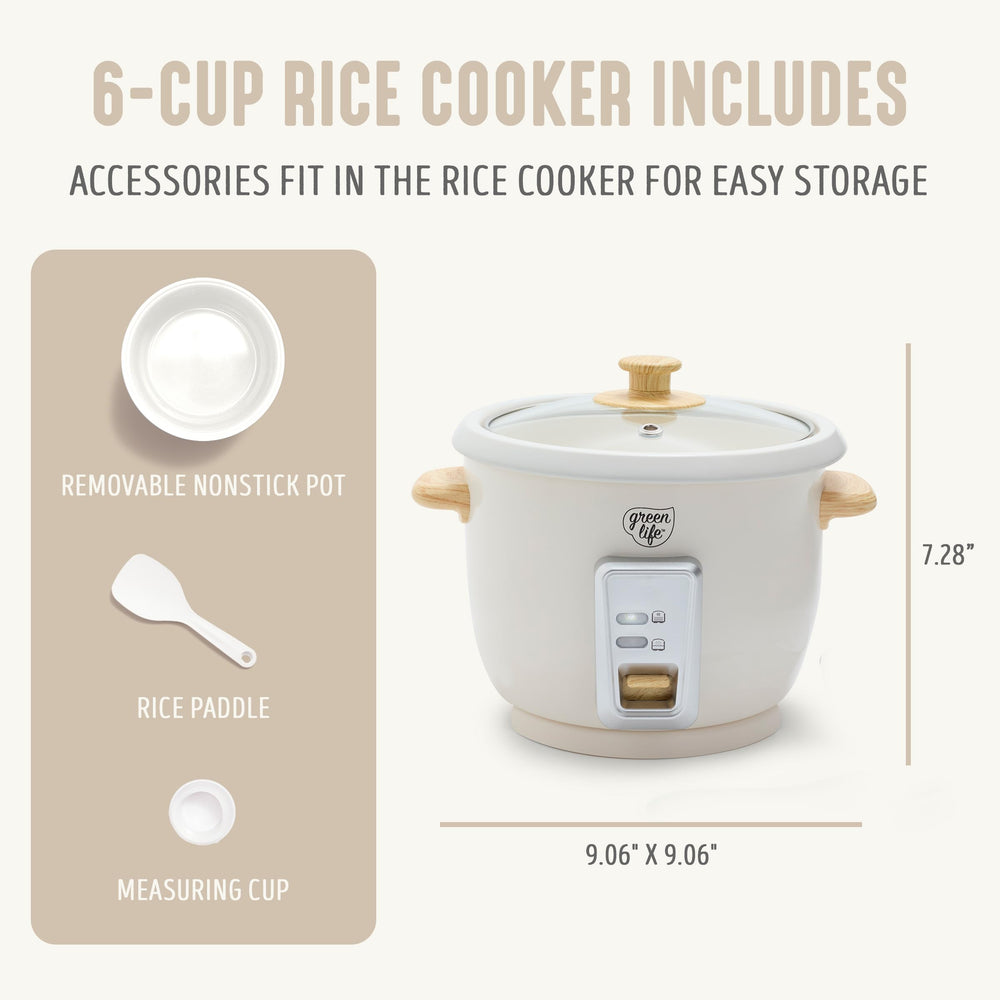 GreenLife cooker in use with fluffy rice served, showing consistent cooking benefit