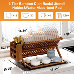 Greenual folded flat bamboo rack stored easily to save counter space benefit