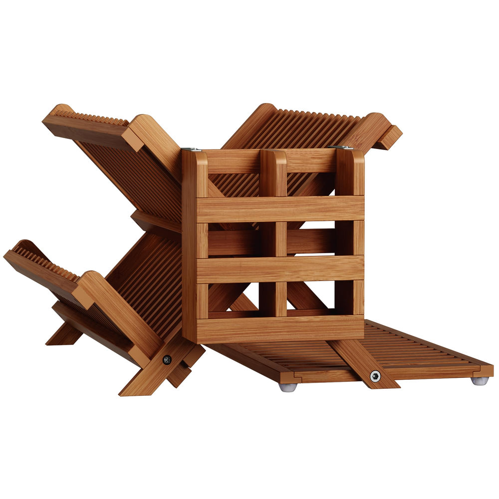 Greenual rack styled on countertop adding natural wood look and kitchen tidiness benefit