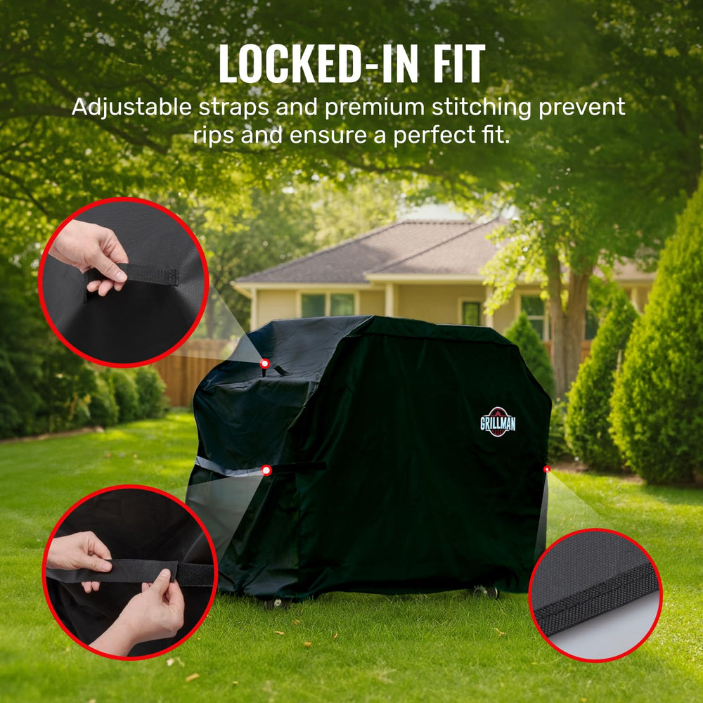 Grillman folded cover compact for storage in garage or outside shed