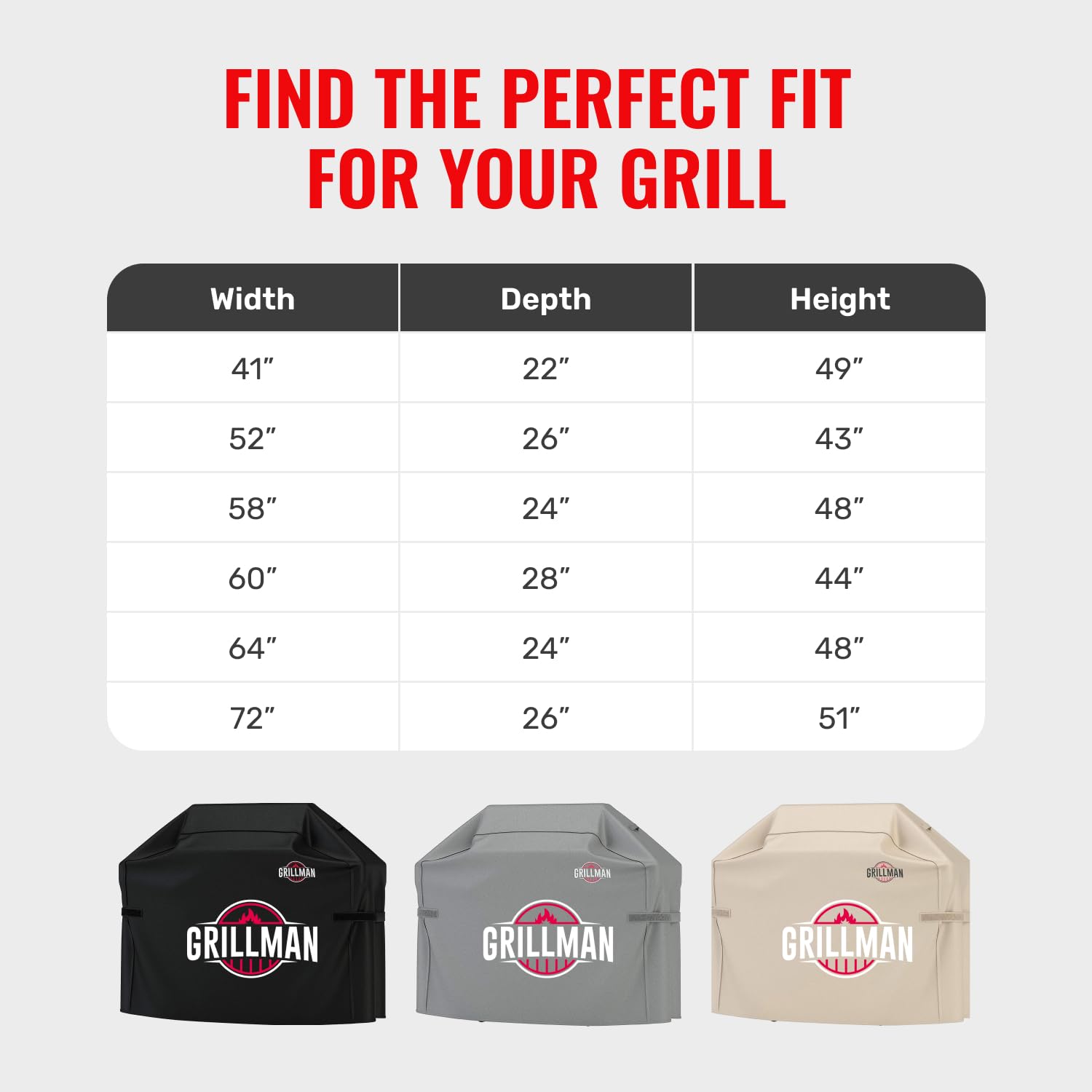 Grillman cover next to tape measure showing 58 inch size and scale