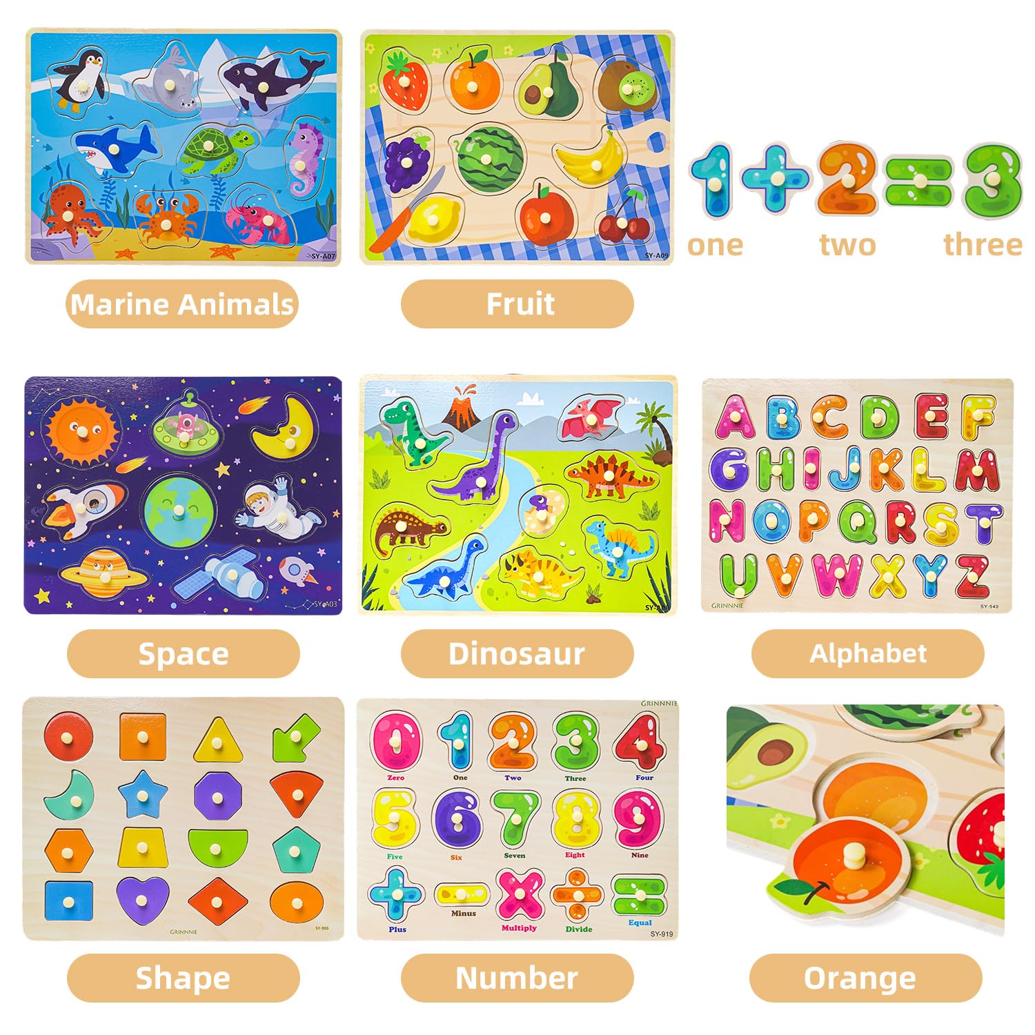 GRINNIE dinosaur board held in toddler hand illustrating size benefit