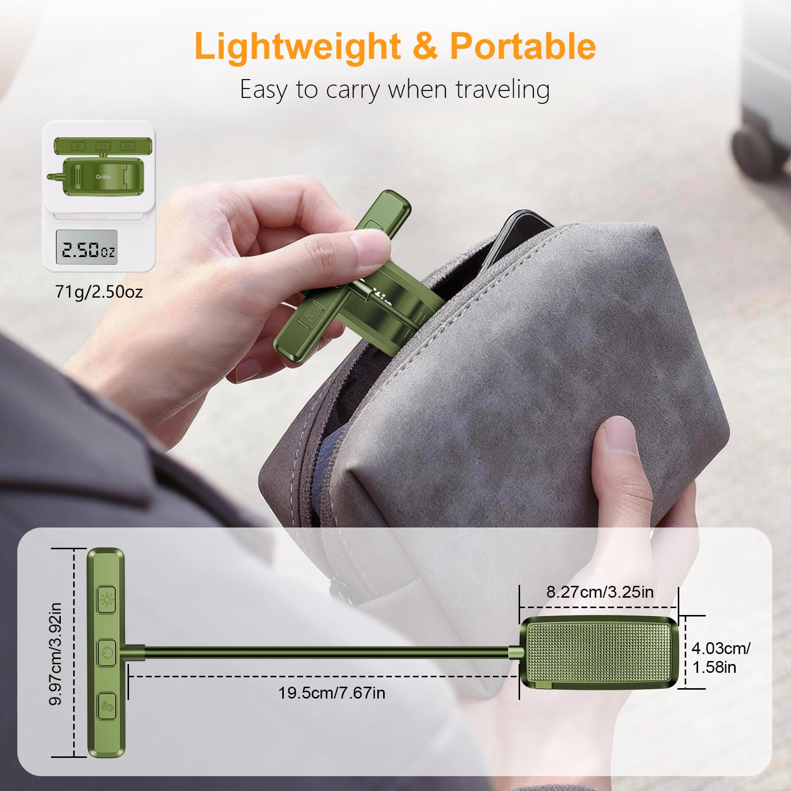 Gritin packed in travel case illustrating foldable storage and convenience benefit