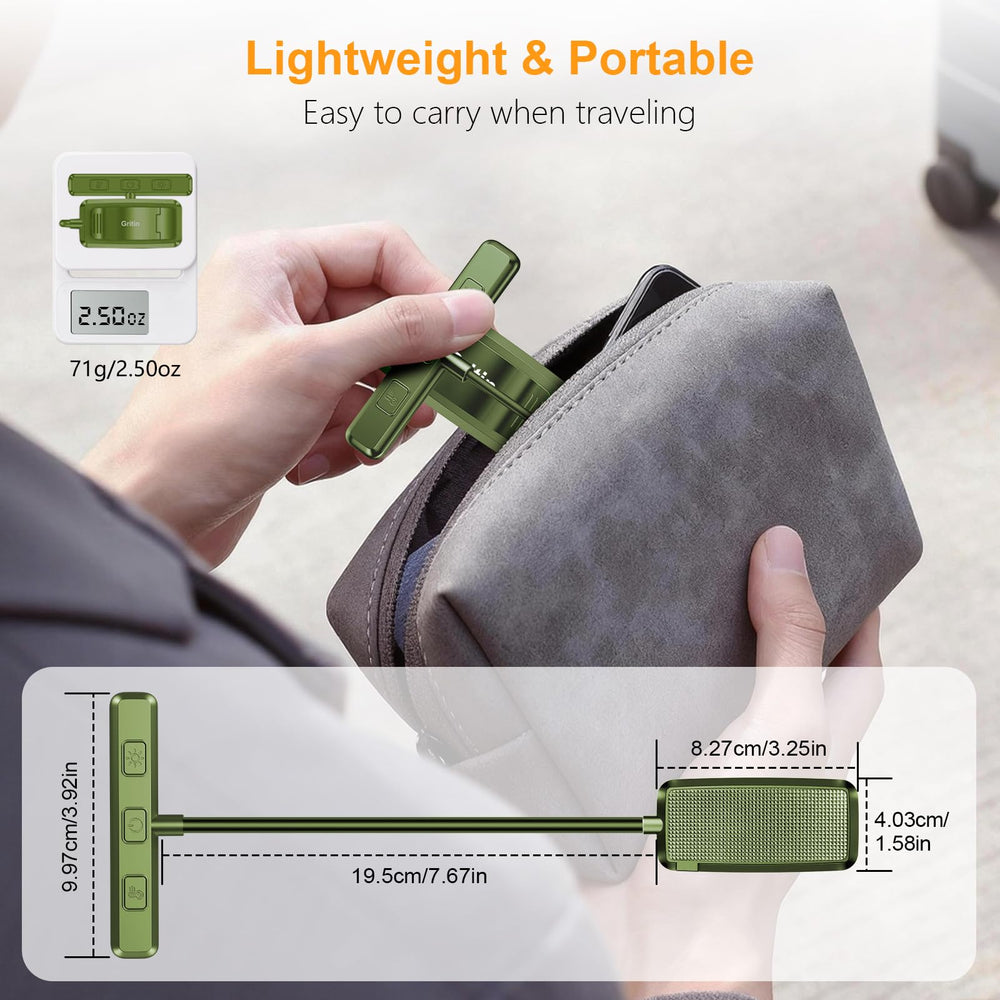 Gritin packed in travel case illustrating foldable storage and convenience benefit