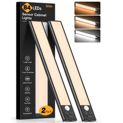 Gritin under cabinet front view showing slim aluminum body and LEDs for bright task lighting