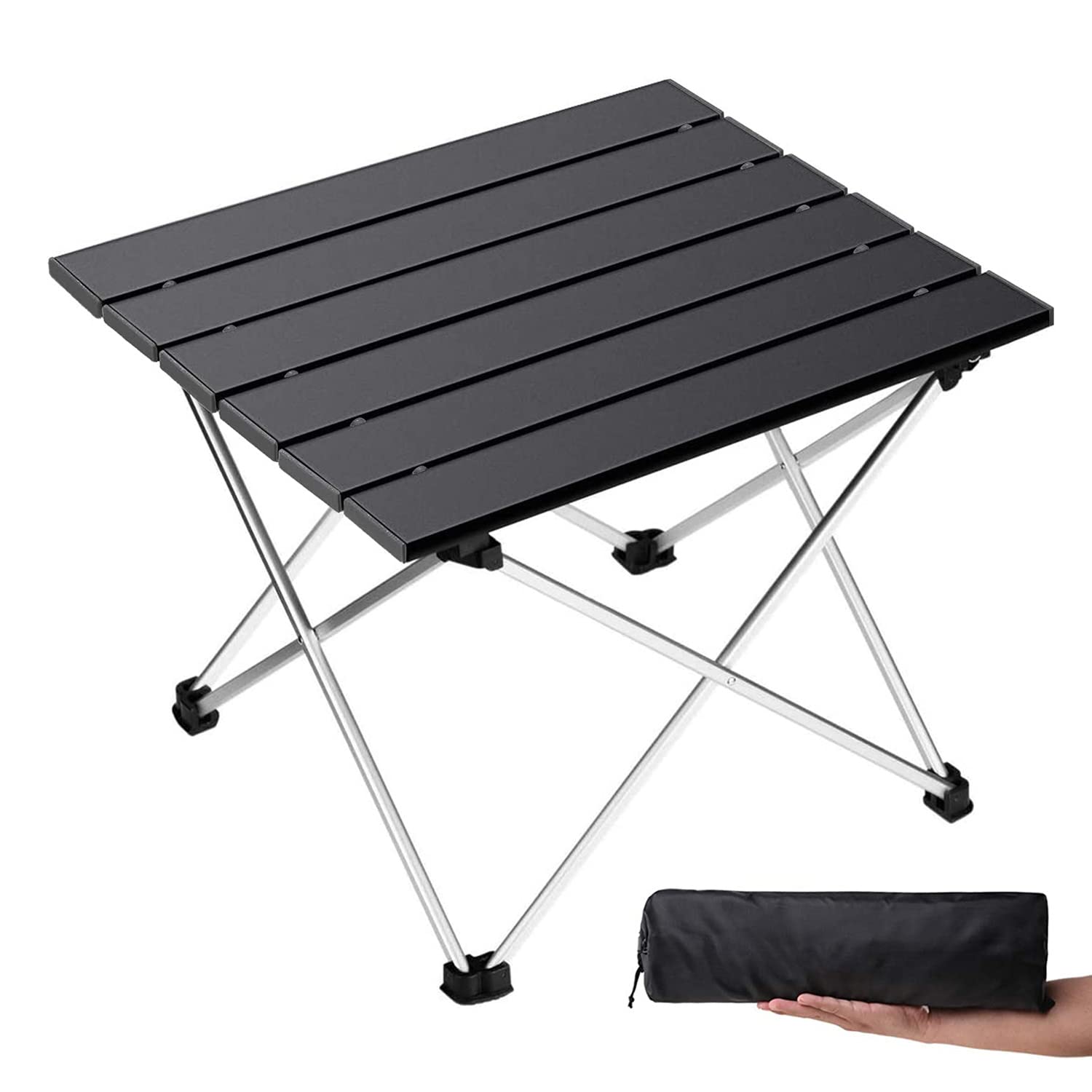 Grope front view of folded small table showing compact portability and quick setup benefit
