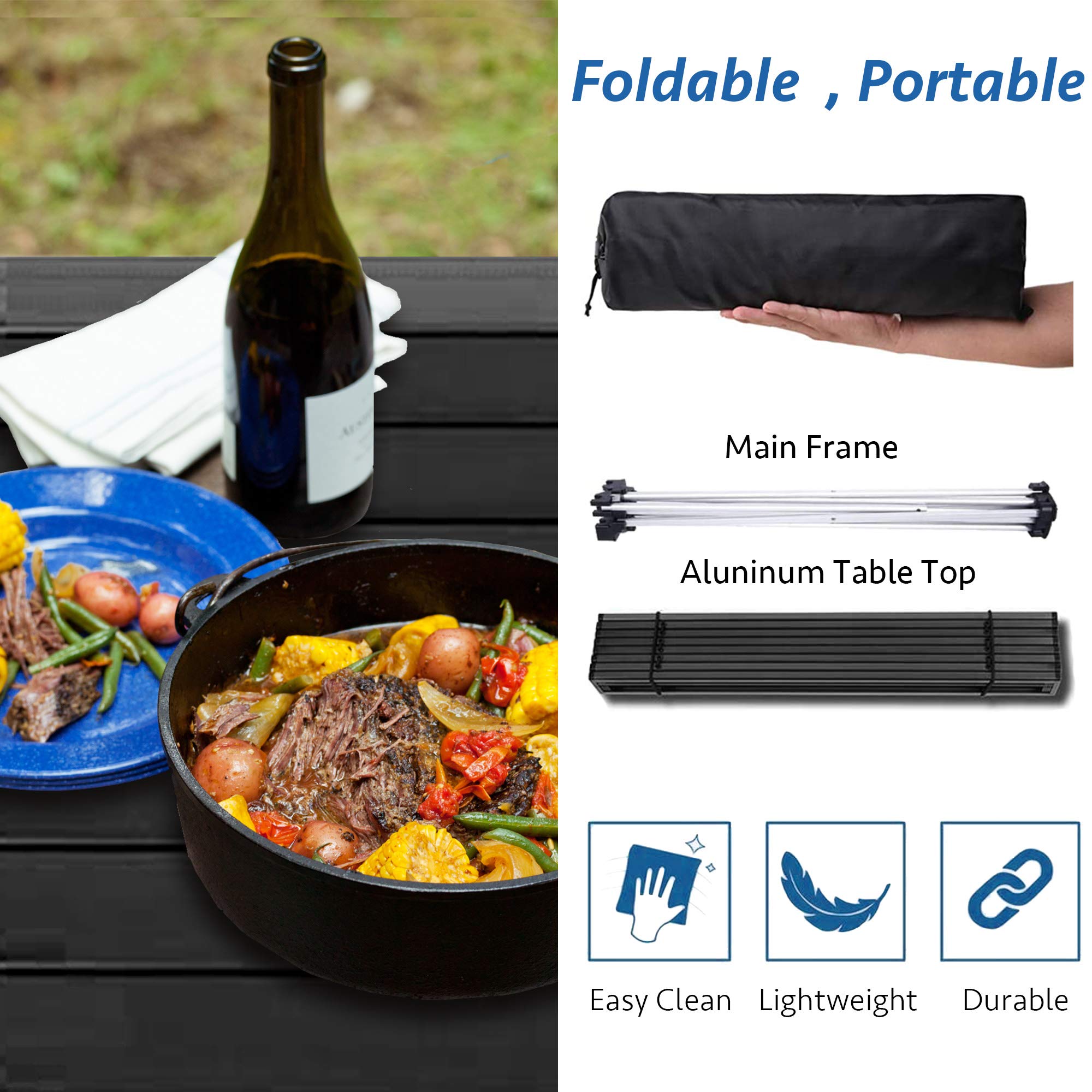 Grope small table next to backpack showing lightweight size and travel-friendly benefit