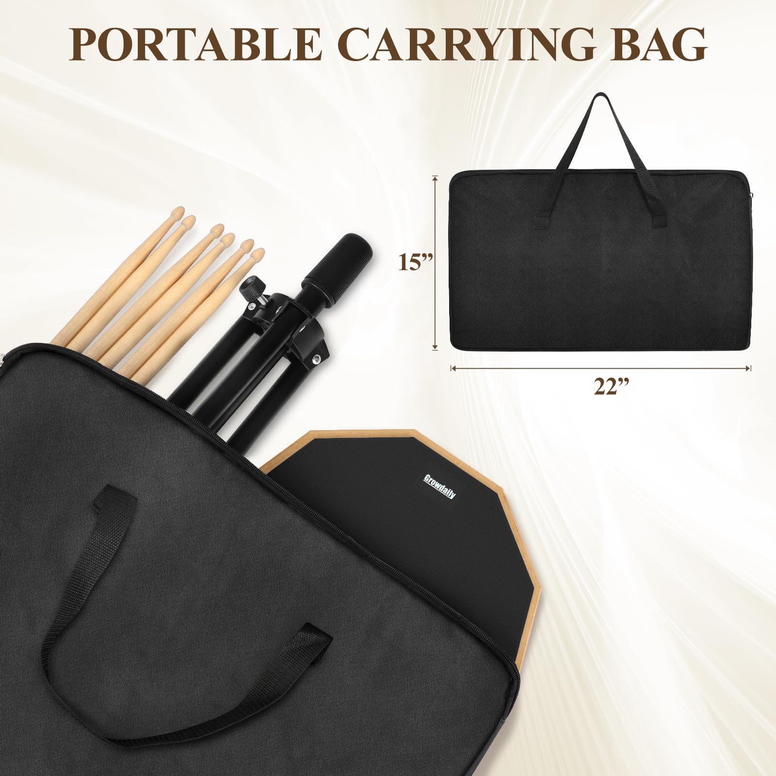 GrowDaily padded carry bag holding pad and stand for easy transport and gear protection