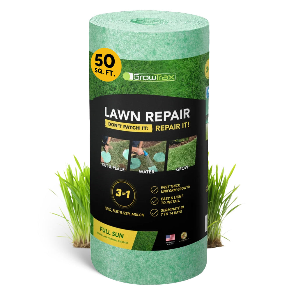 GROWTRAX front packaging showing 50 sq ft roll and brand benefit
