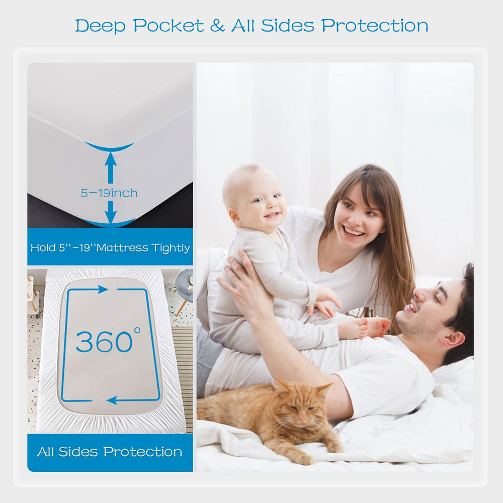 GRT protector in use on a twin bed showing secure fit and stain prevention
