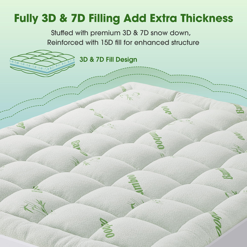 GRUSIGN mattress pad in a bedroom scene offering a cooler, softer sleep surface for hot sleepers