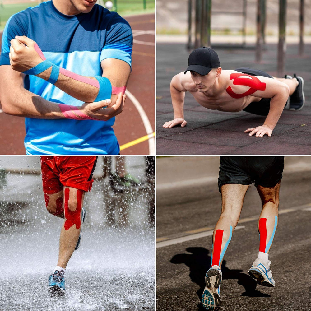 Gsbomzap tape on runner in park showing athletic use and active recovery benefit