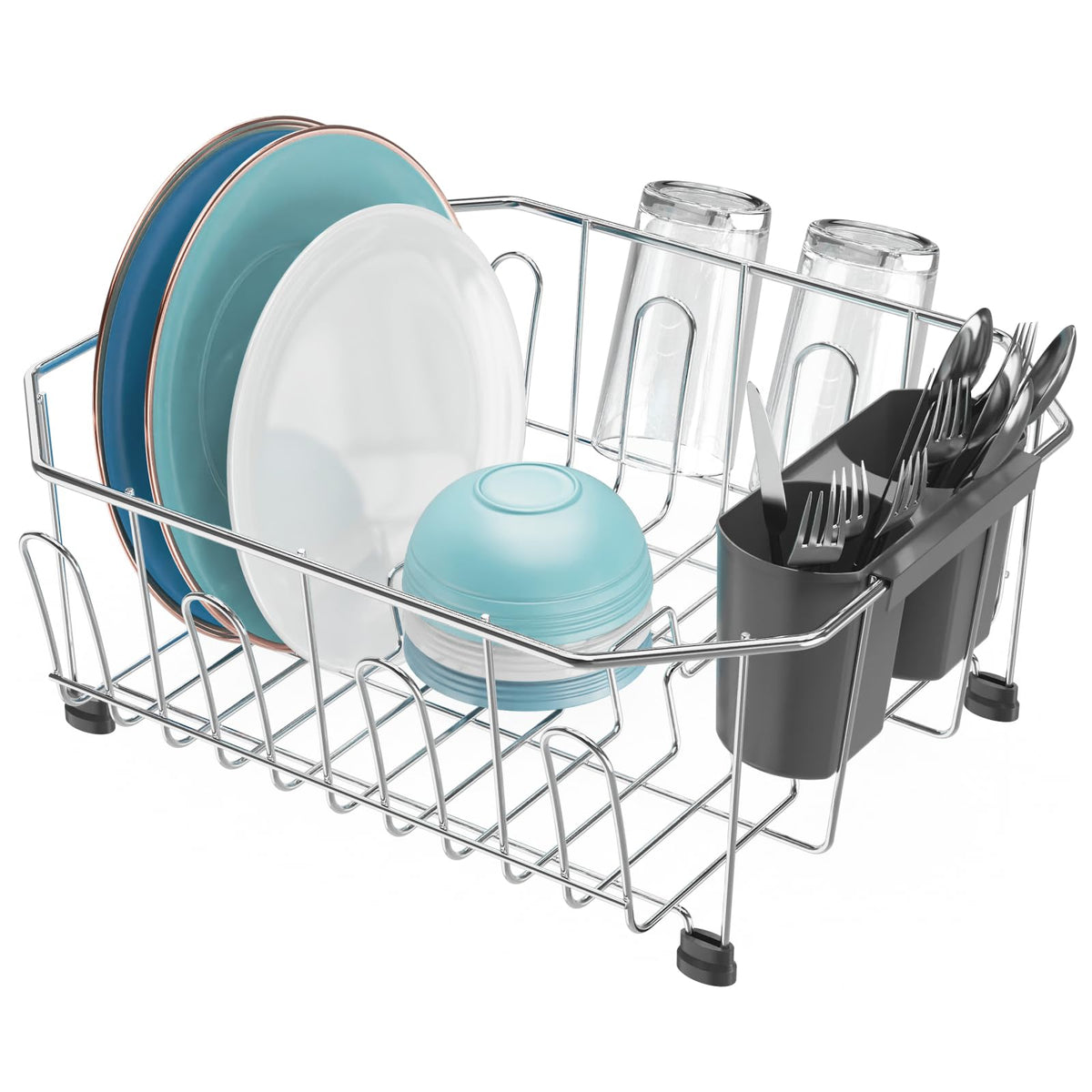 GSlife front view of small sink rack showing compact layout and organized drying