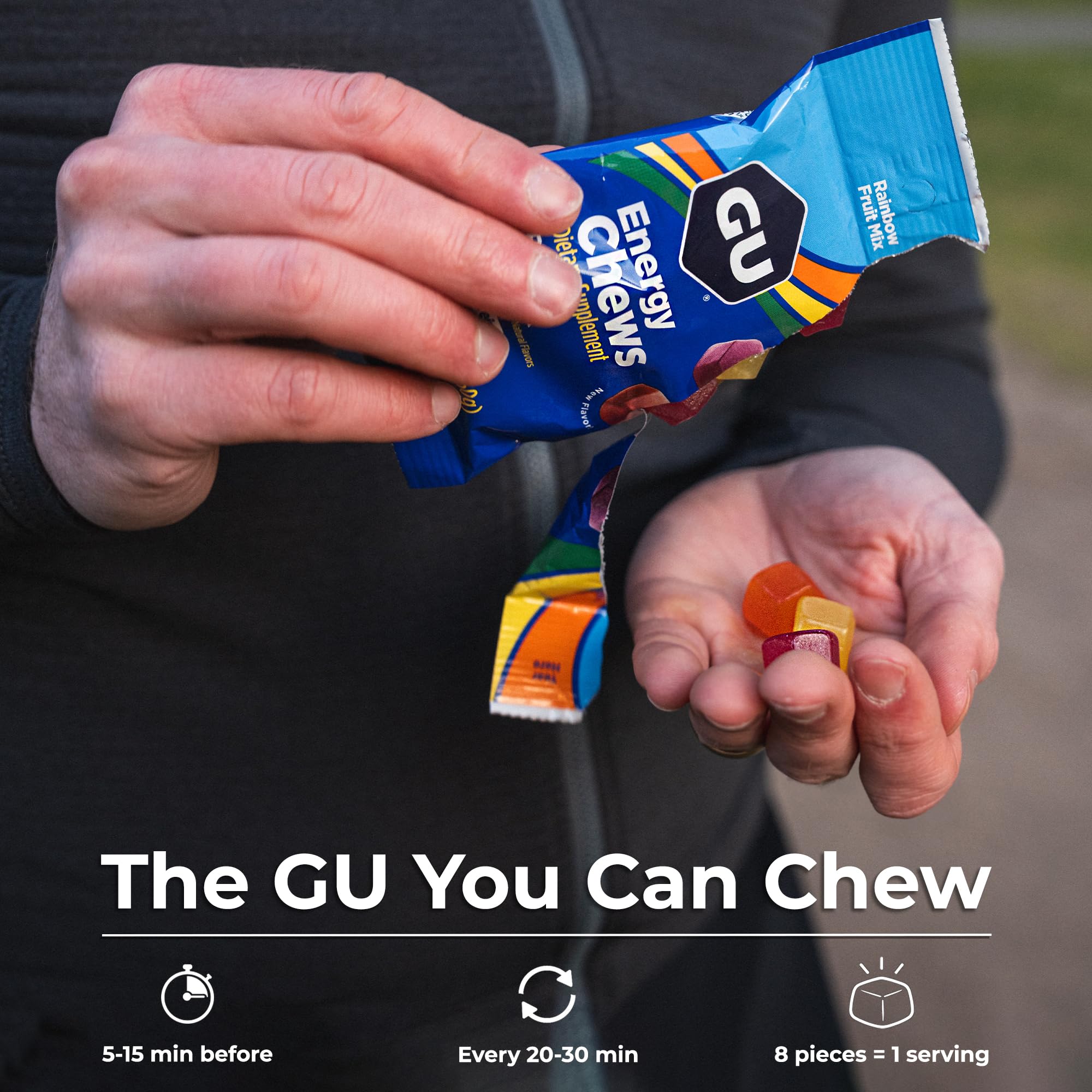 GU Energy nutrition label detail showing carb, sodium, and amino counts