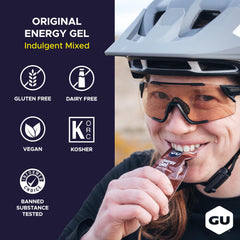 GU Energy gel in hand being used for fast on-the-go energy