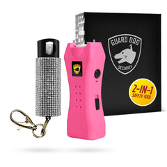 Guard Dog Security front packaging showing pepper spray and stun flashlight, quick protection