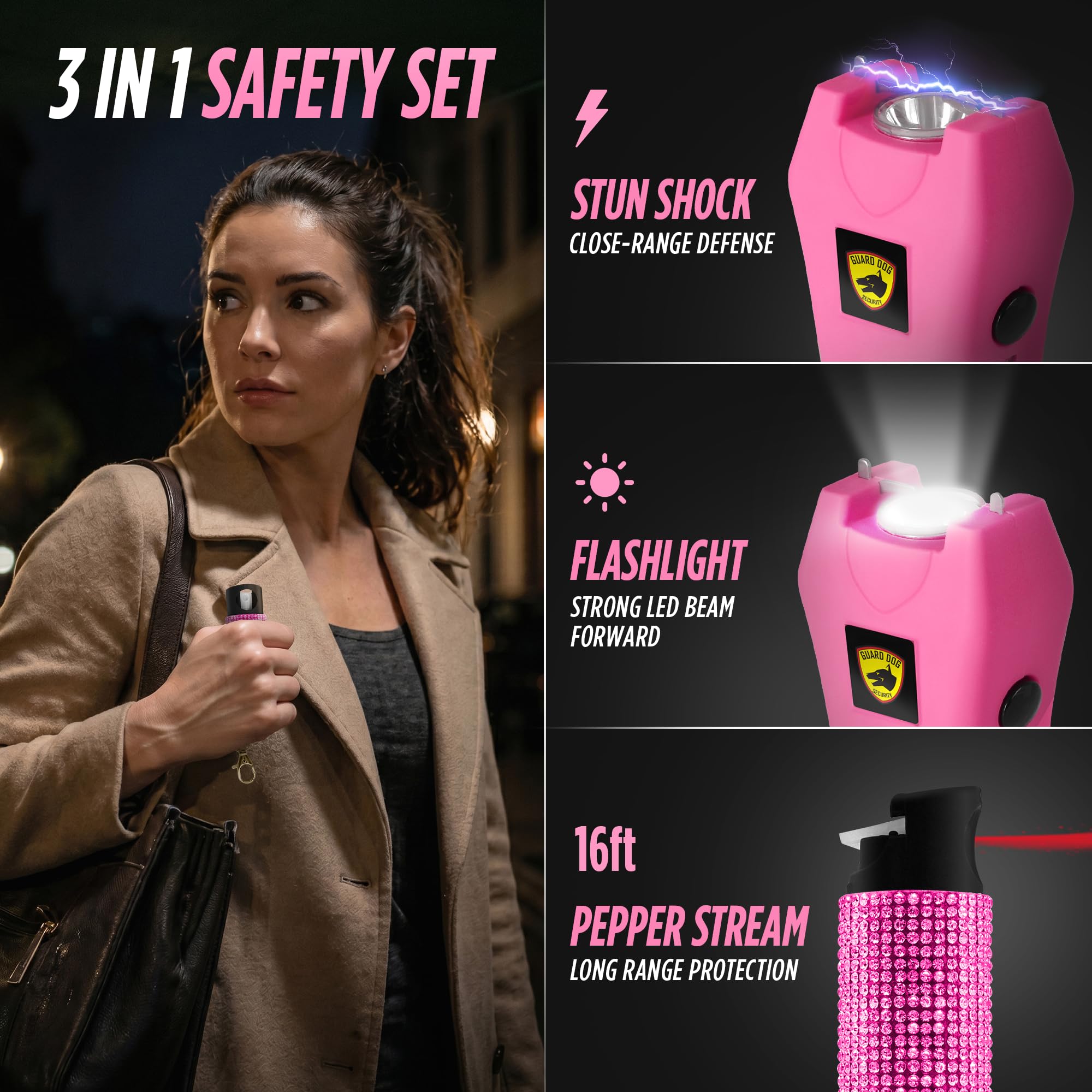Guard Dog Security stun gun closeup showing safety features and grip
