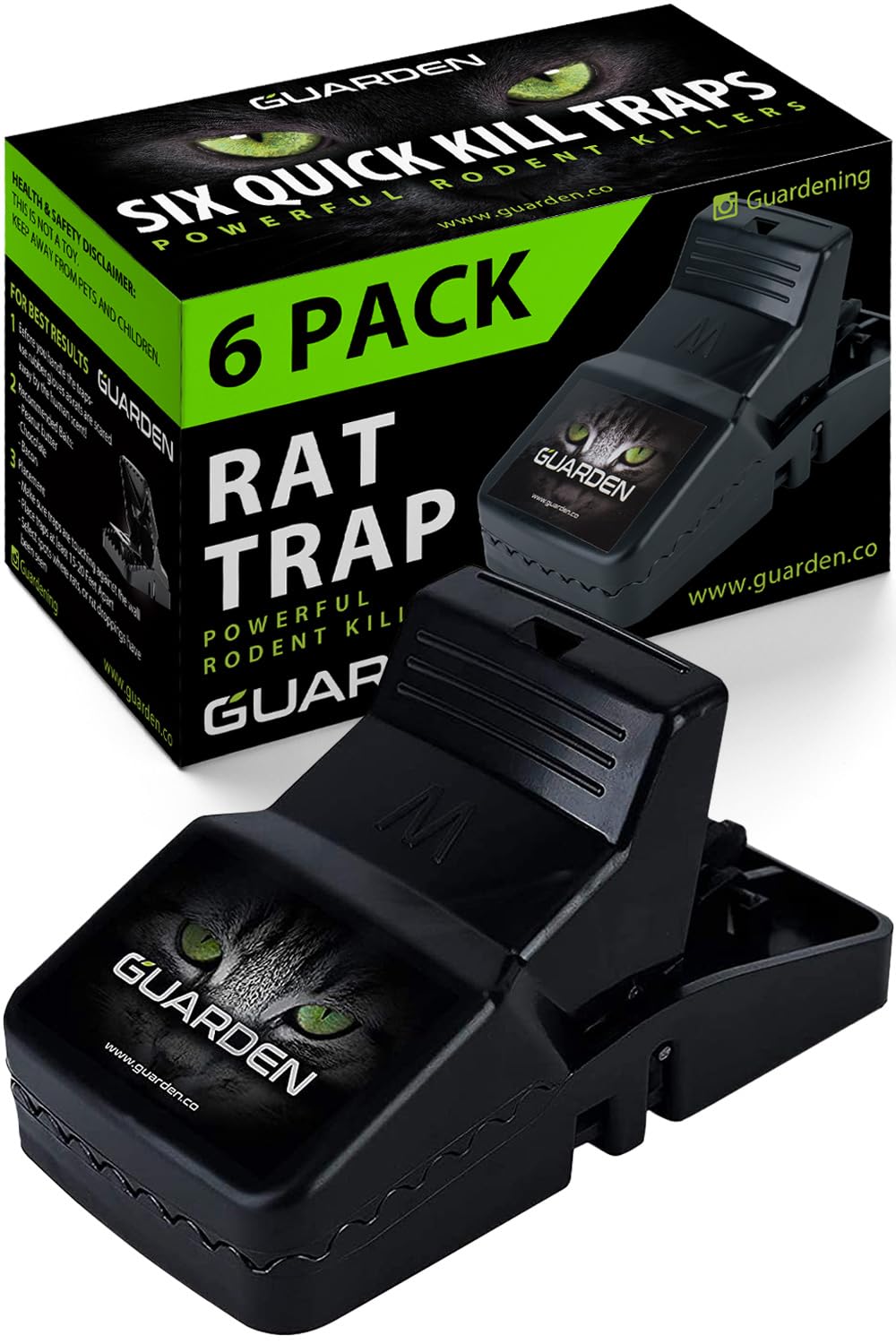 Guarden front packaging showing six traps and product benefits