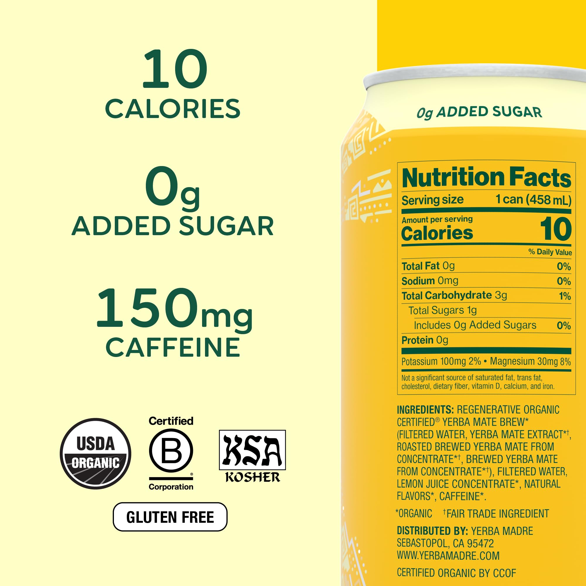 Guayaki can opened with light foam showing fresh pour benefit