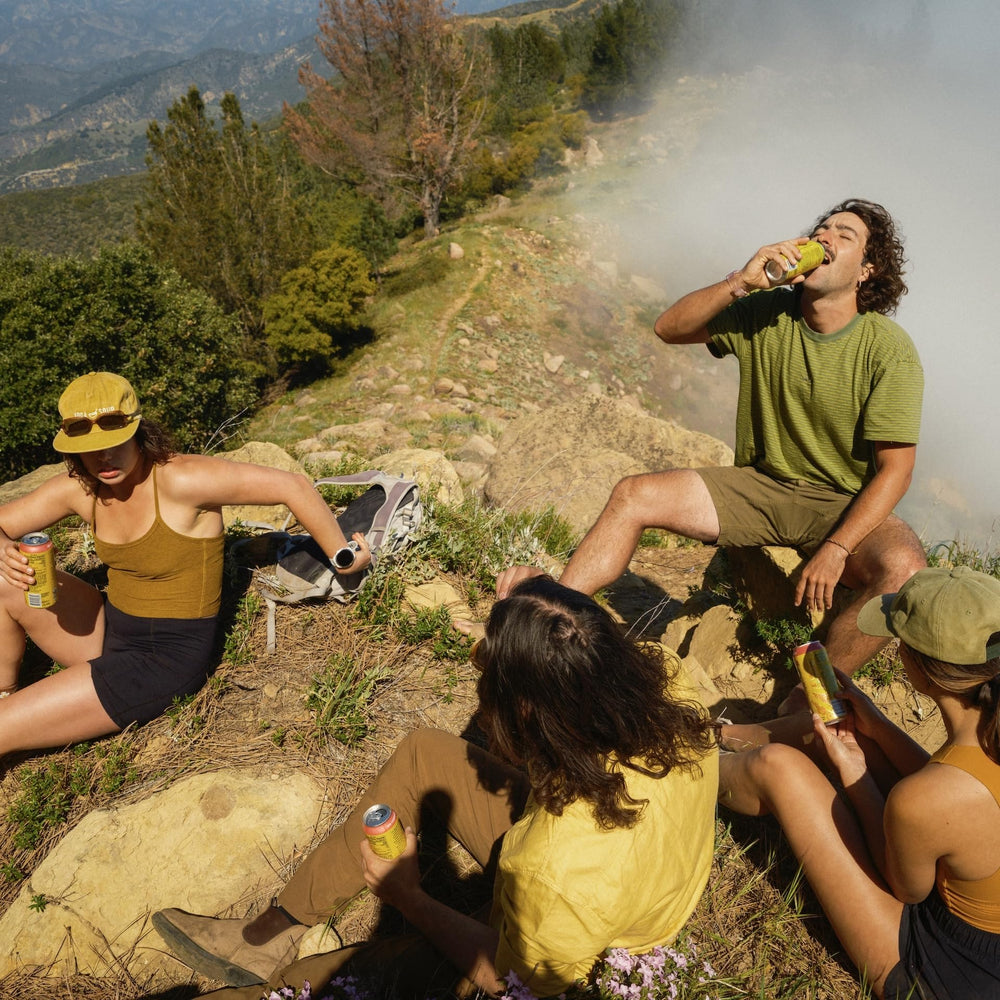 Guayaki can poured over ice demonstrating chillable citrus refreshment