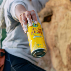 Guayaki pack of cans in fridge showing chilled refreshment