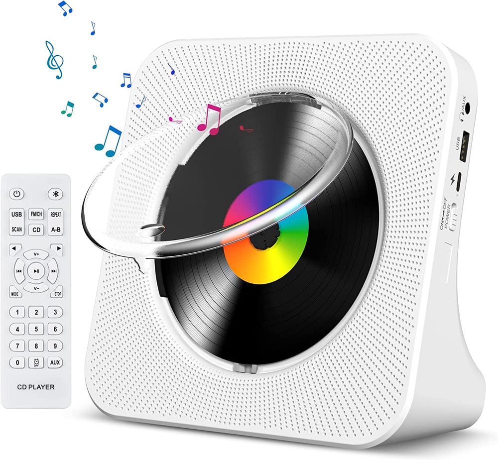 Gueray front view showing compact desktop player and dual speakers beneficial for clear sound