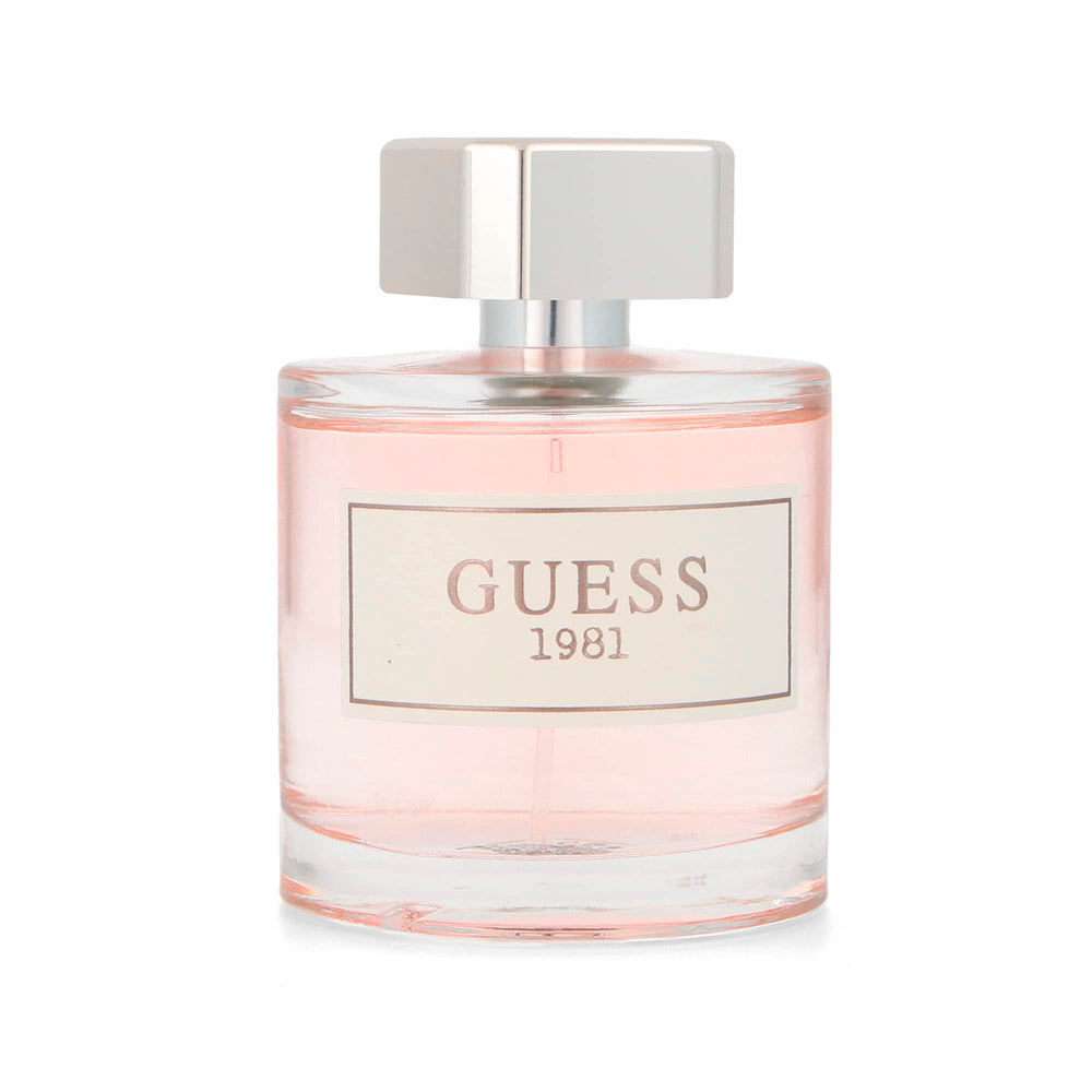 GUESS 1981 closeup label highlighting ingredients and refined casual scent