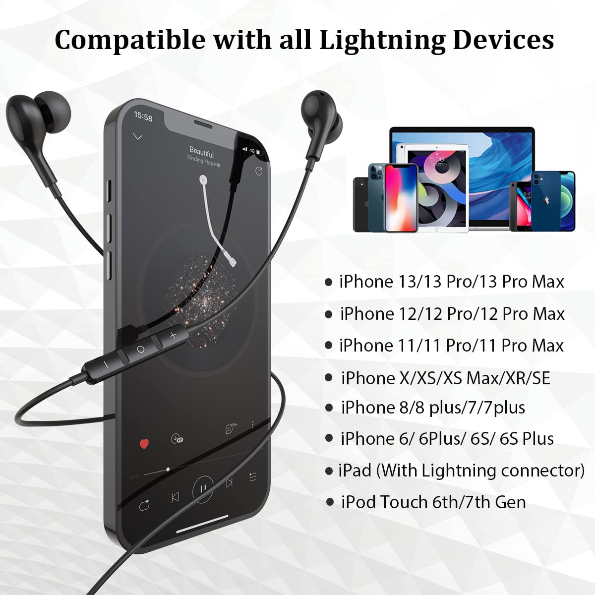 Guguearth earphones next to smartphone for size comparison and portability