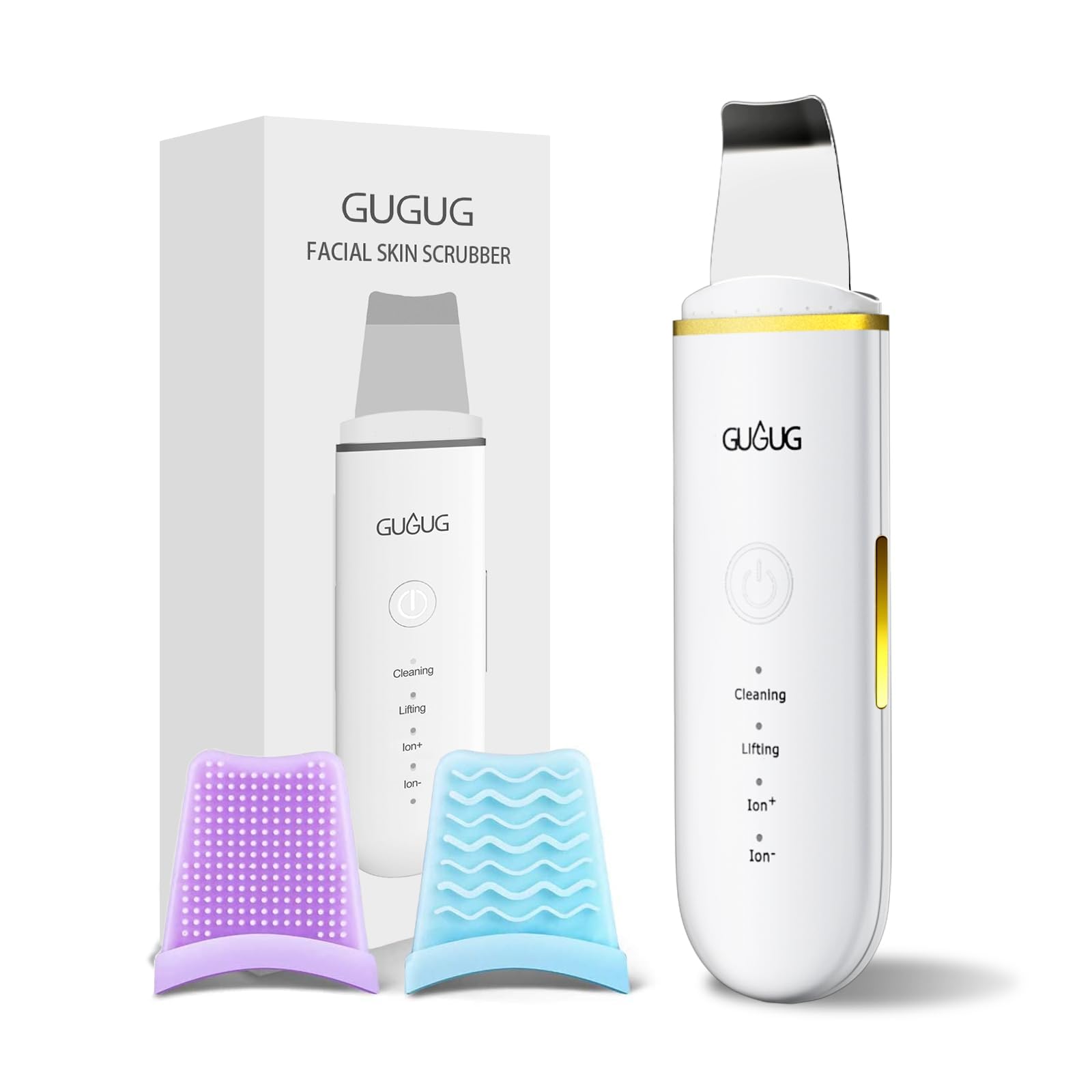 GUGUG skin scrubber front view showing controls and compact design for easy use