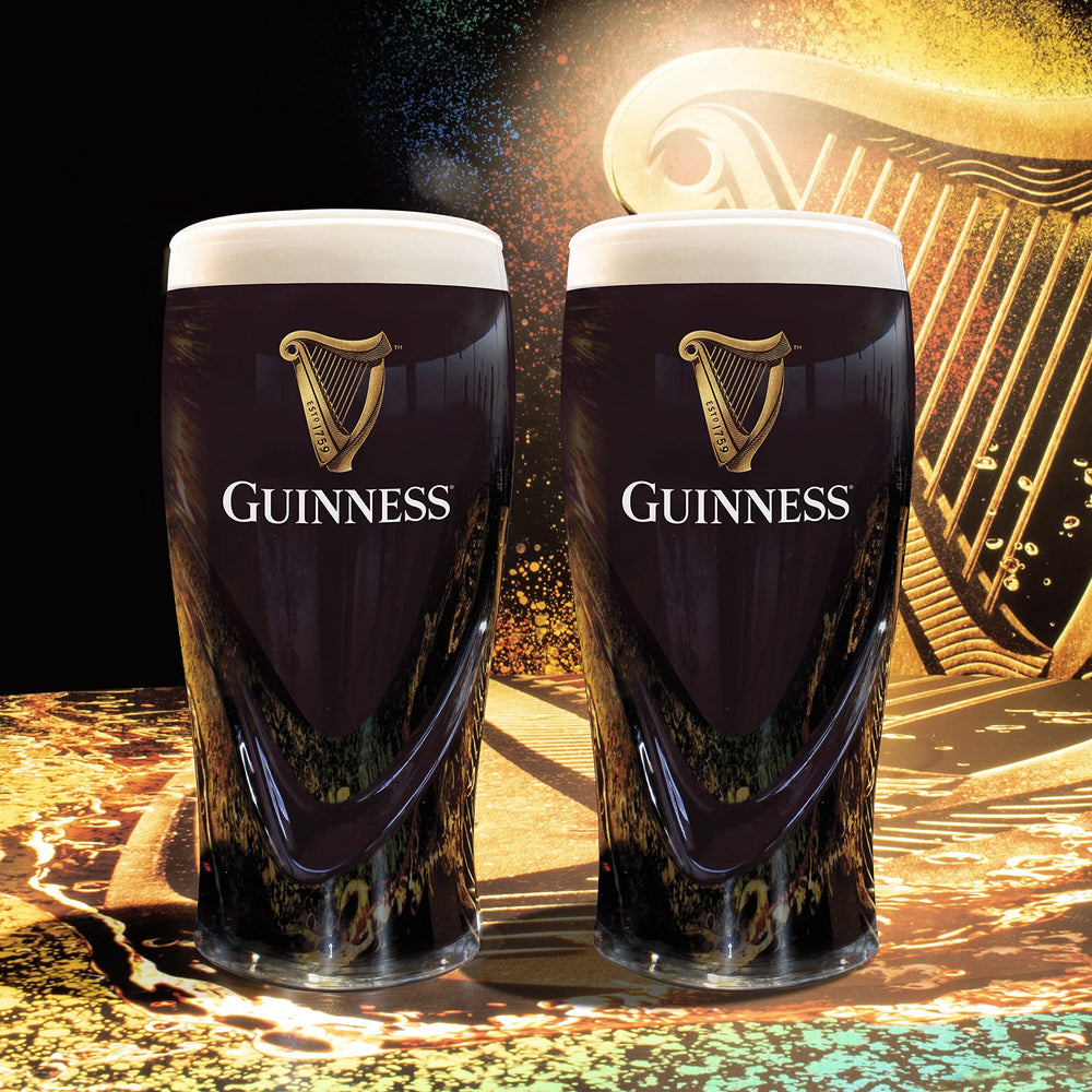 Guinness glasses styled on home bar showing entertaining and display benefit