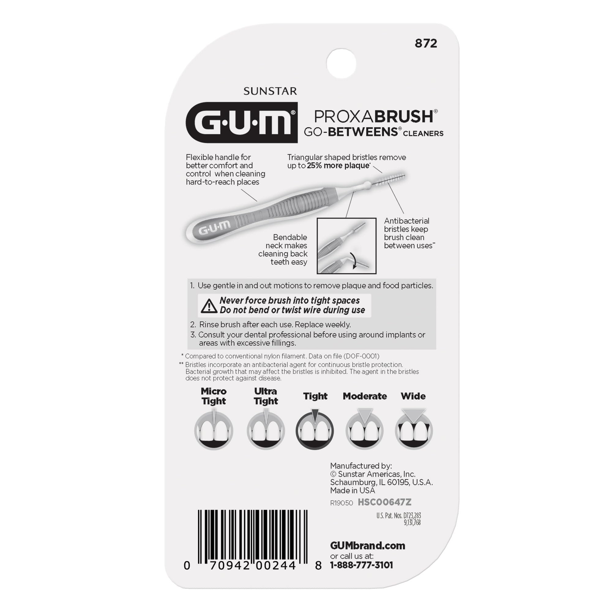 GUM Proxabrush cleaning around braces and wires to remove trapped food particles