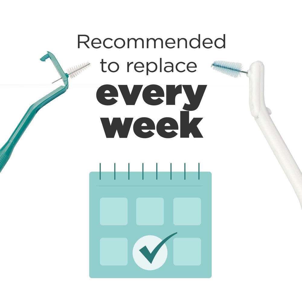 GUM proxabrush cleaning around braces showing safe use with orthodontics