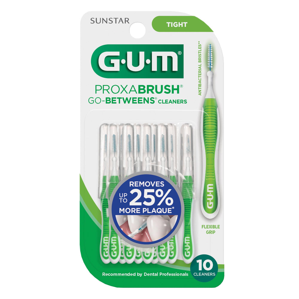 GUM Proxabrush stored with travel cap in purse for hygienic portability benefit
