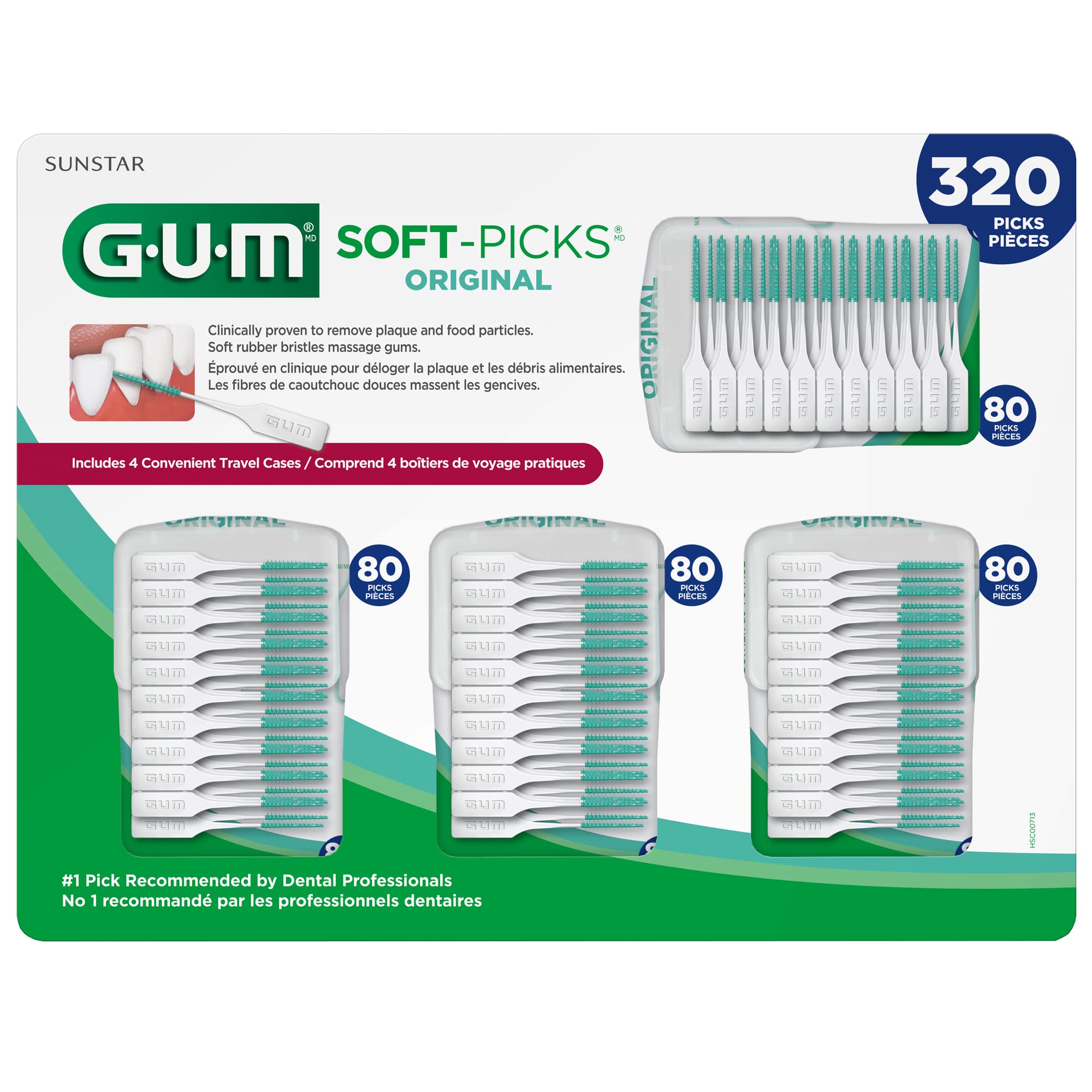 GUM close-up of soft rubber bristles for gentle interdental cleaning