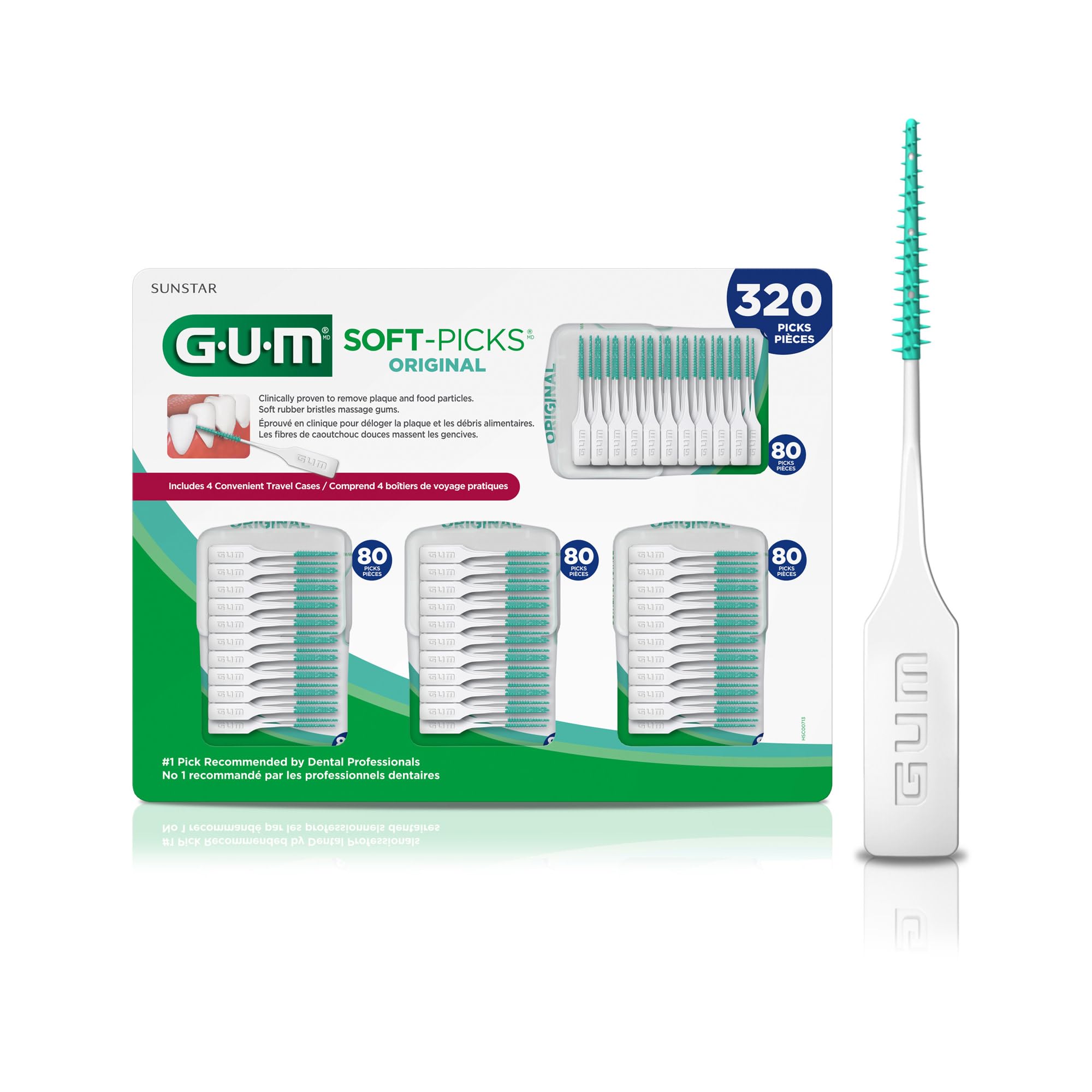 GUM front packaging showing 320-count convenient supply and portability