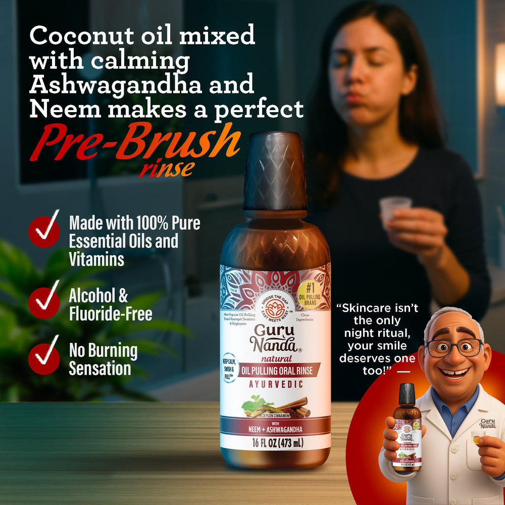 GuruNanda bottle label close-up highlighting ingredients and clean design