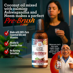 GuruNanda bottle label close-up highlighting ingredients and clean design