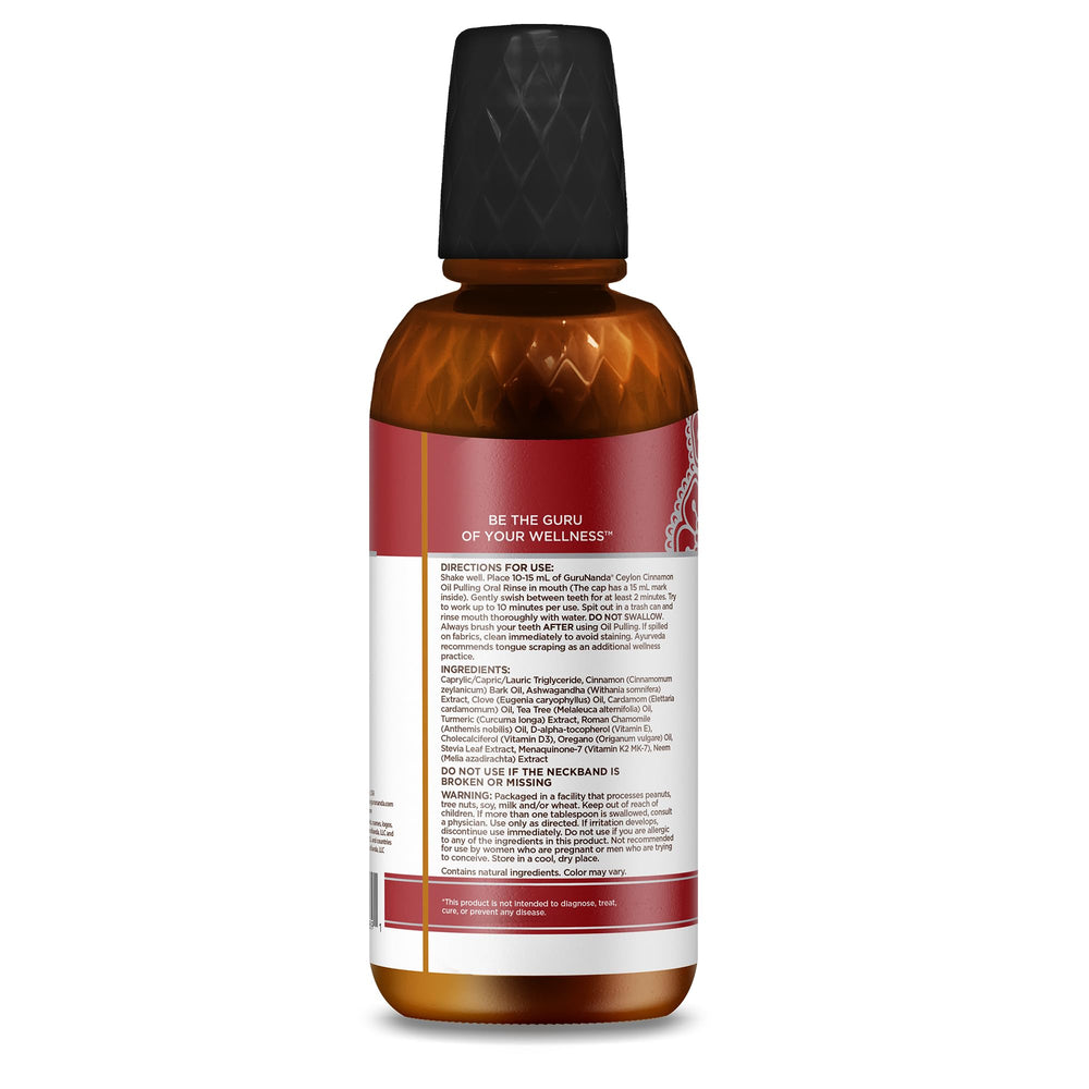 GuruNanda bottle on kitchen counter emphasizing natural, at-home ritual