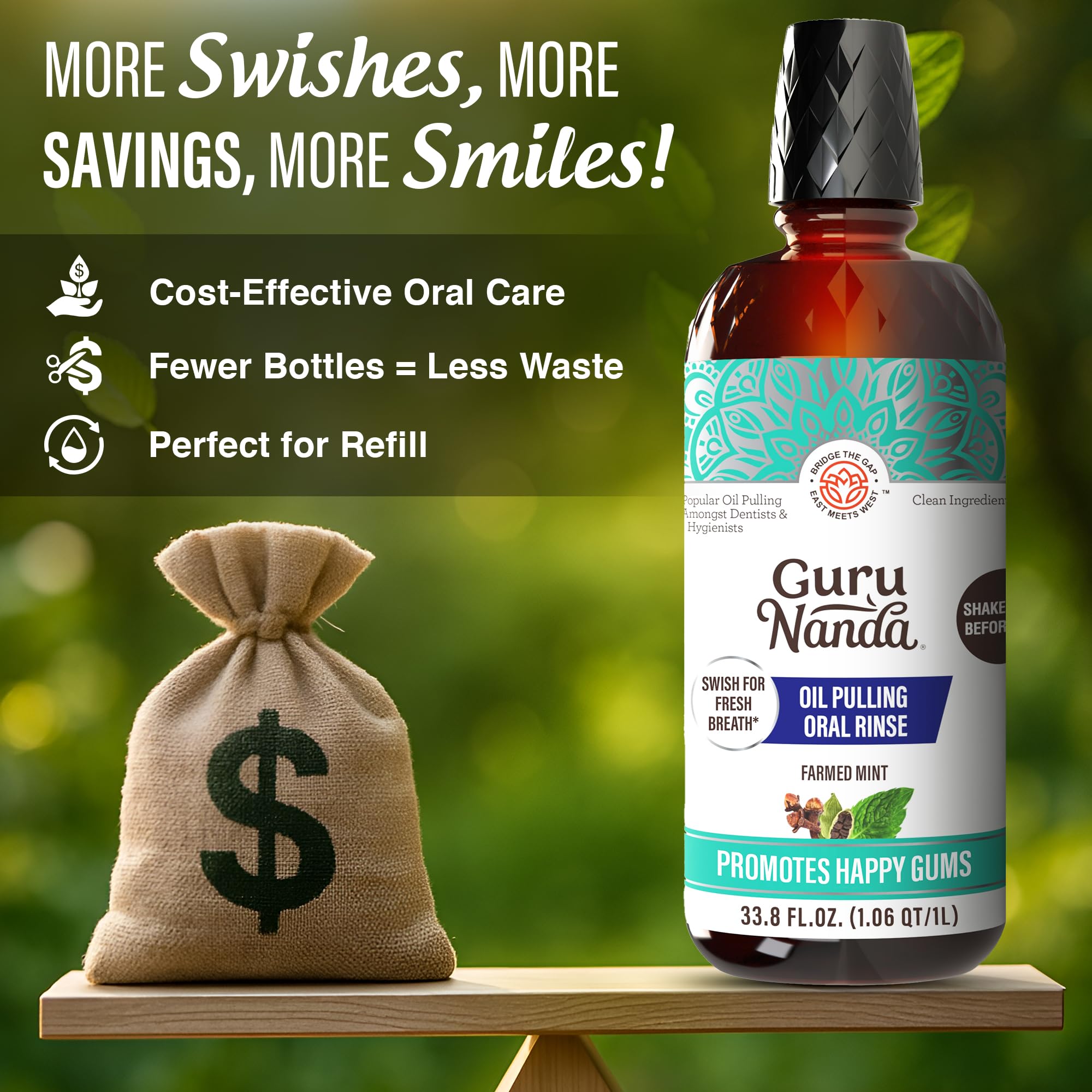Close-up of GuruNanda CocoMint ingredients and essential oil blend