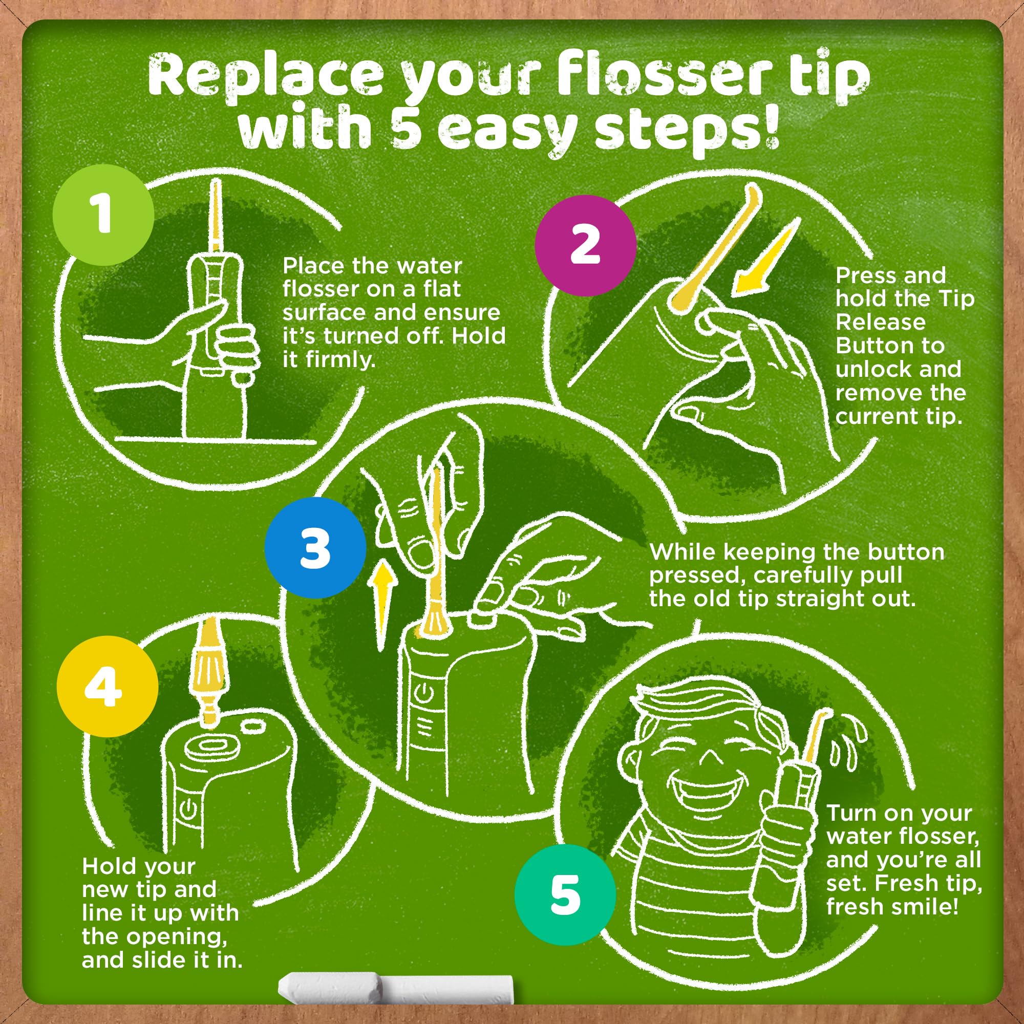 GuruNanda flosser held in a child hand showing safe, lightweight portability